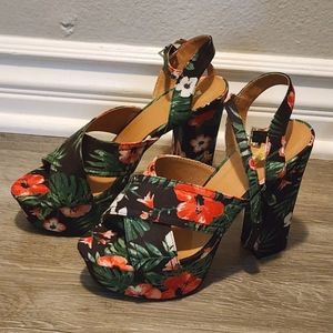 Qupid Hawaiian Chunky Platforms (3-4in heel)